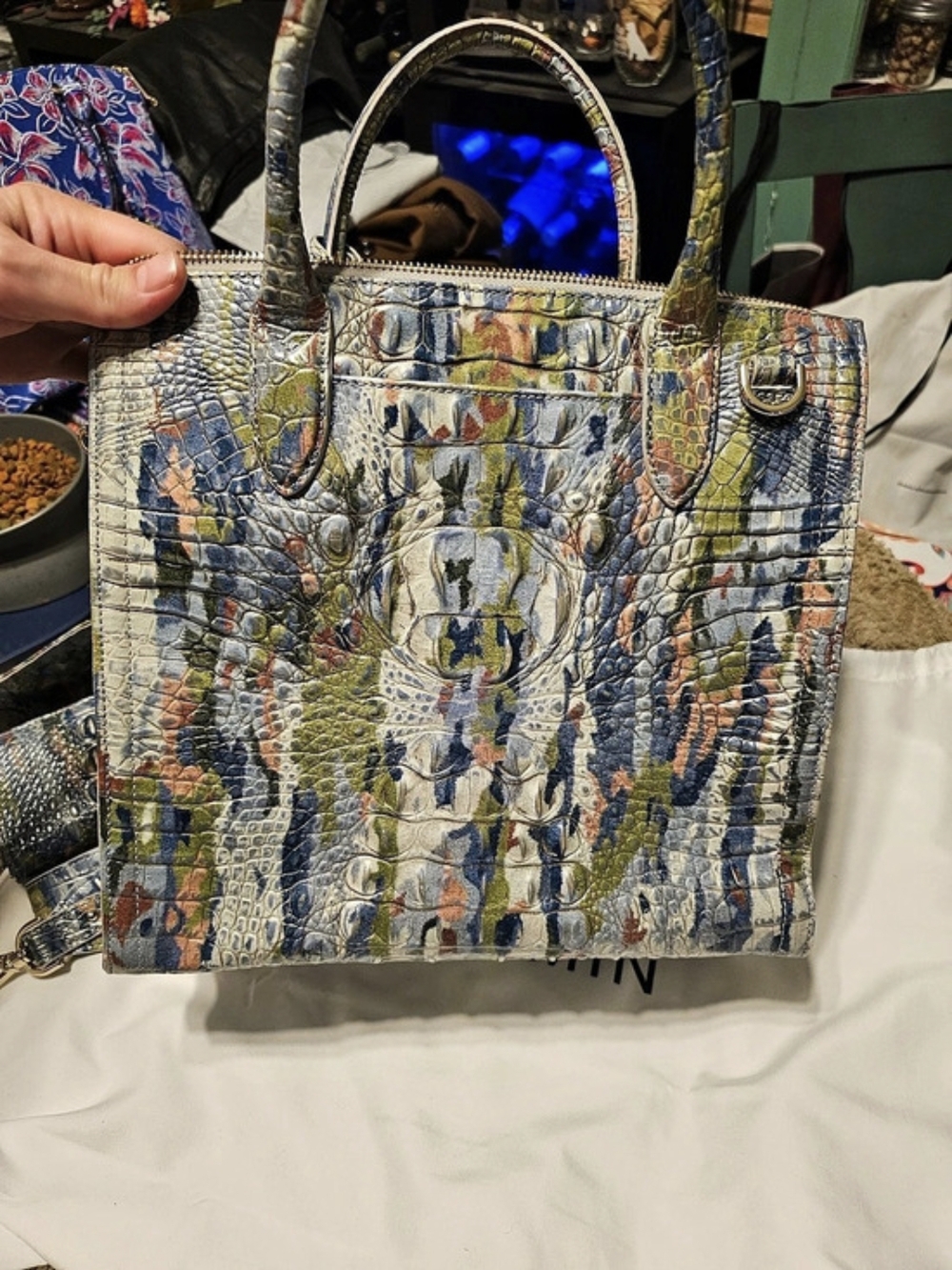Brahmin Sophia Satchel in Water Lily Melbourne Multicolor Printed Tote Bag
